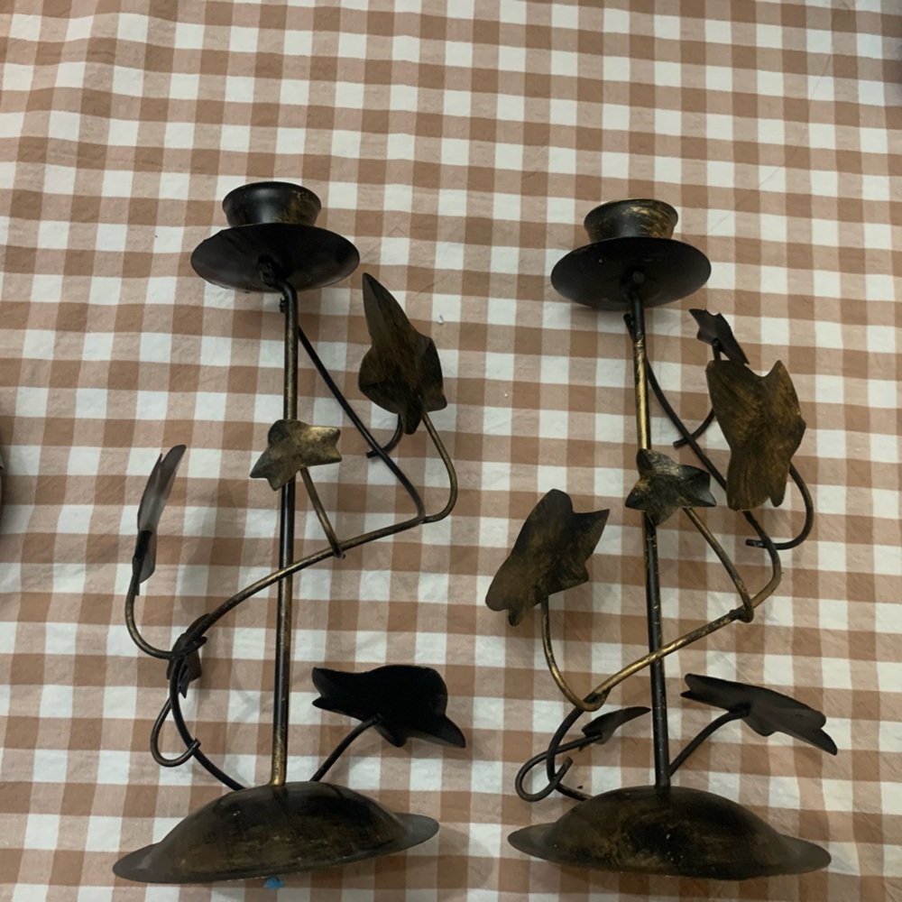 Artistic Black and Gold Candle Holders